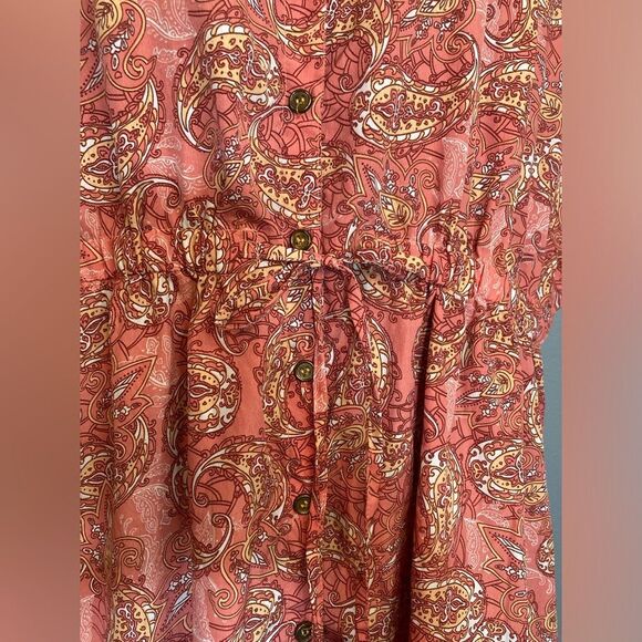 MPH coral paisley button up dress - Picture 5 of 8